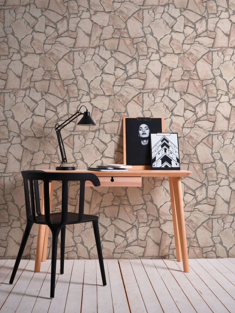 Living Walls Best of Wood´n Stone III T7323 Tapet rosa/grå