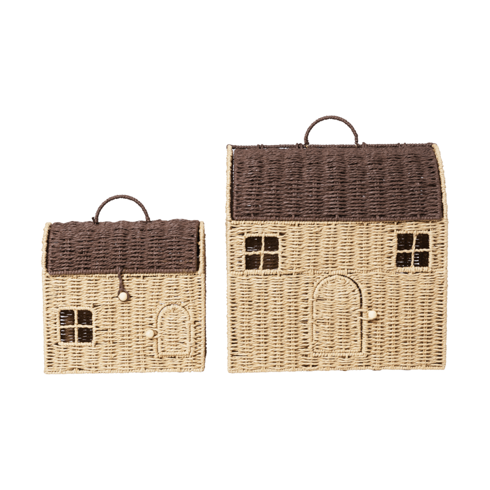Casu husformade förvaringskorgar, 2 delar, Natural-dark brown