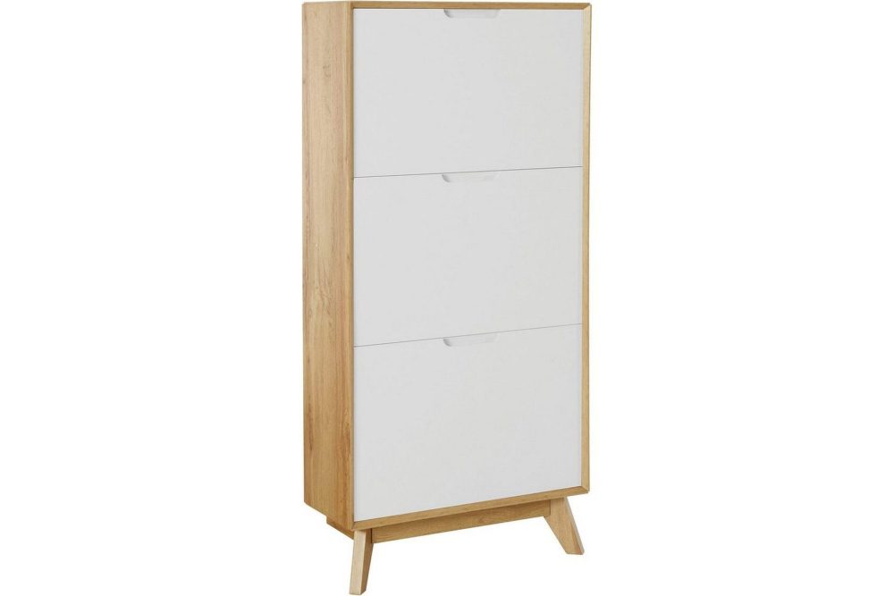 Skoförvaring Ezra 3 klaffar 60x24x125 cm, Wotan-ek/Vit