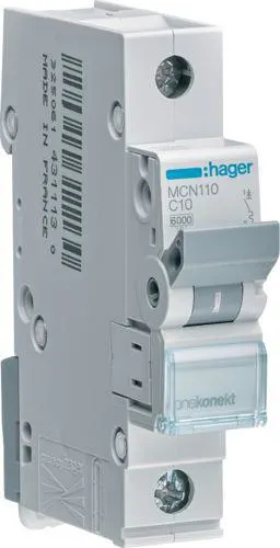 Hager MCN106 Dvärgbrytare 1-pol, 6kA, C-karakteristik 6A