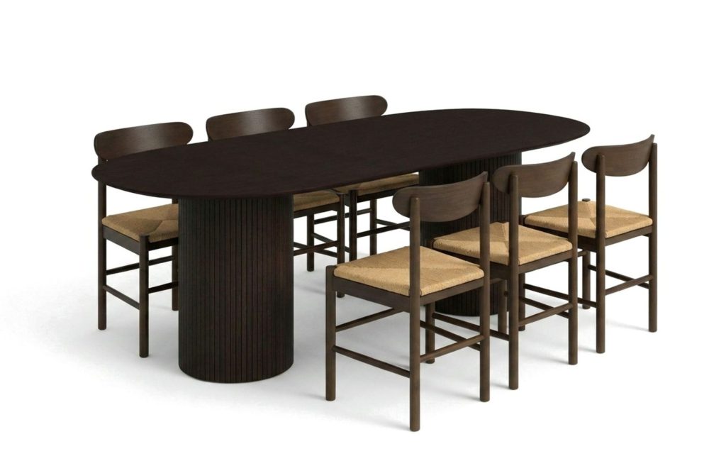Kopparbo Matgrupp oval 220 cm Rökt Ek med 6 Elsie Matstolar