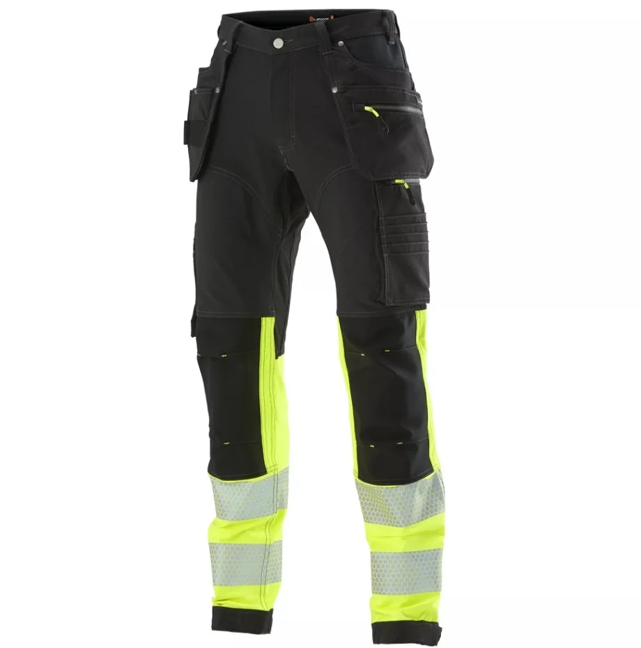 L.Brador 1021P Arbetsbyxa svart/hi-vis gul, klass 1 C60