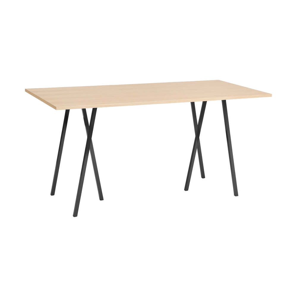 Loop Stand incl. support barbord 92,5x200 cm, Black-clear lacq. oak