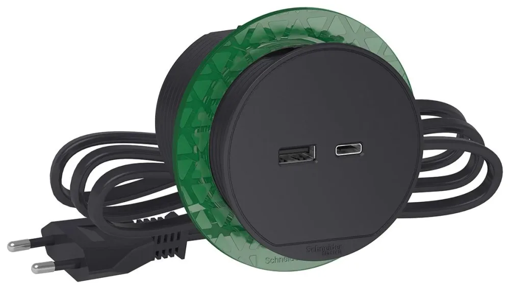 Schneider Electric XS USB-A/C Unica Bordsuttag inbyggd, 60 mm Vit - Bild 2