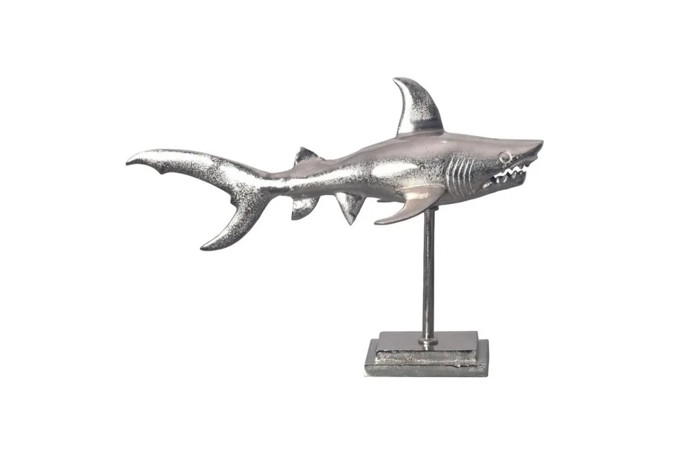 Dekorativ figur Wohnling Dekorhaj 70 cm aluminium, maritim stil Silver
