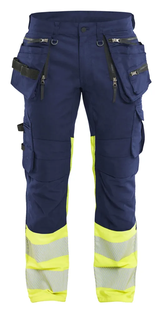 Blåkläder 113011498933D104 Arbetsbyxa varsel, marinblå/gul Marinblå/gul