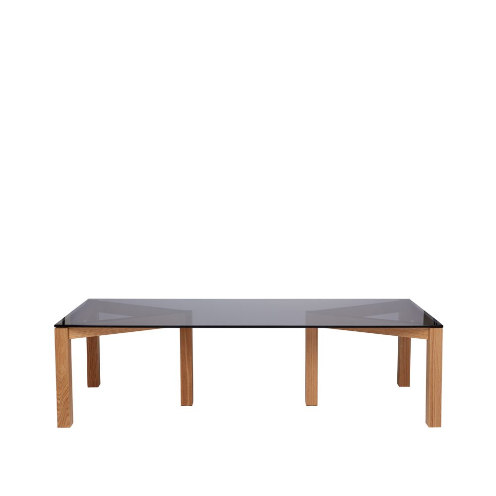 Winwin soffbord, rökfärgat glas, ekben
