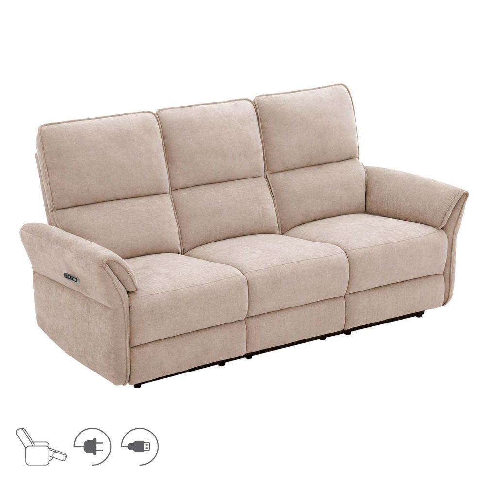 Reclinersoffa Ravdal 3-sits med elektrisk mekanism