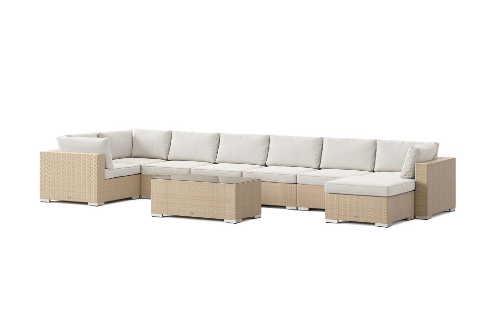 Bahamas U-formad utomhus loungegrupp 8-sits med vändbar divan och bord