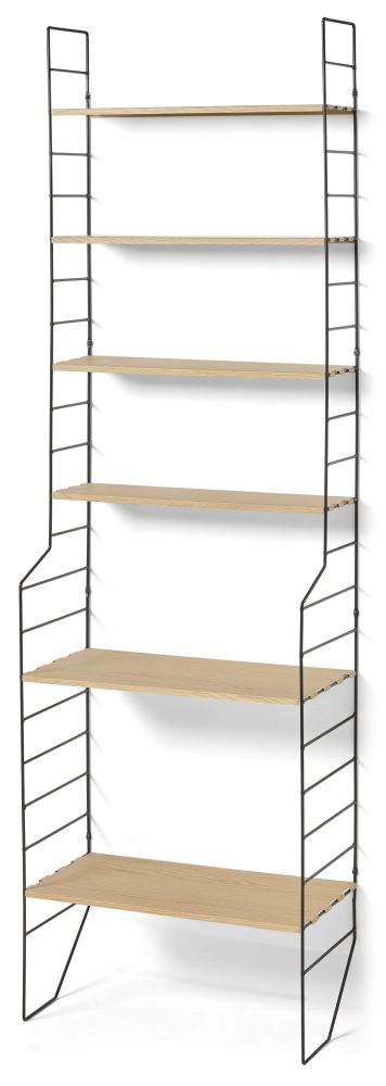 Wera Vägghylla byggbar med 6 hyllplan, 60x18-30x198,4 cm