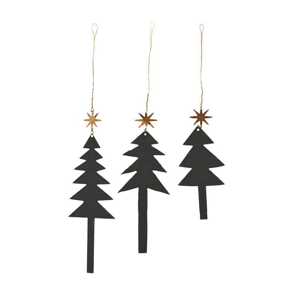 Tree with Star julhänge 3-pack, Svart