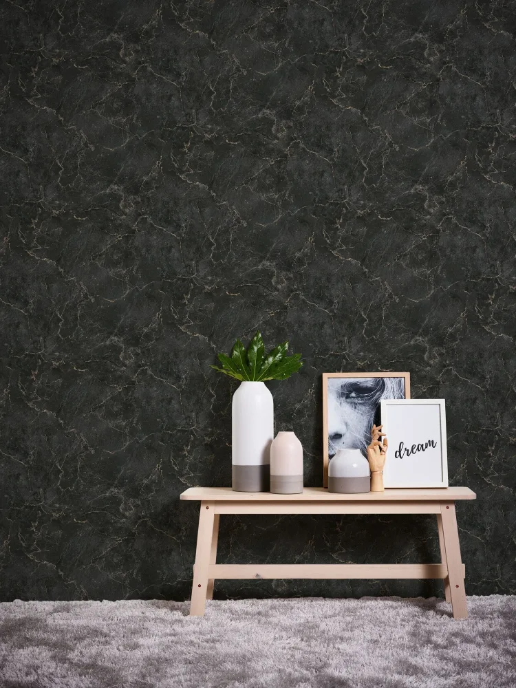 Living Walls Best of Wood´n Stone III T9911 Tapet grön/svart/beige
