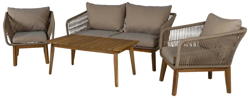 Venture Home Chania 9326-027 Loungeset soffa, bord, beige/natur