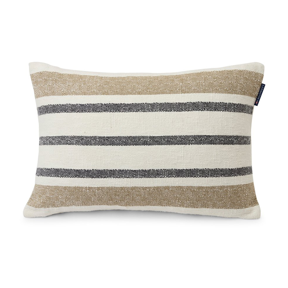 Striped bomullskudde 40x60, Beige/Gray