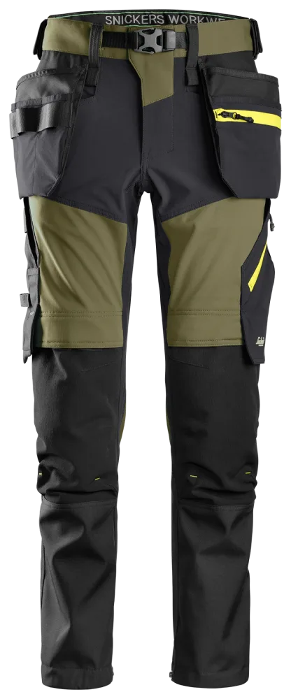 Snickers Workwear 6940 FlexiWork Arbetsbyxa svart/neongul Svart/Neongul