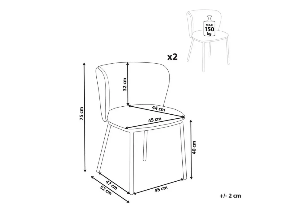 Matsalsstol Mina II set om 2 Brun