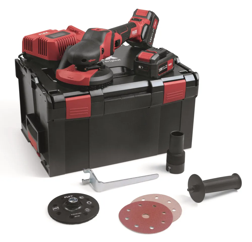 Flex SE125 18.0-EC SET Slipmaskin med 2 st 5,0 Ah batterier, laddare