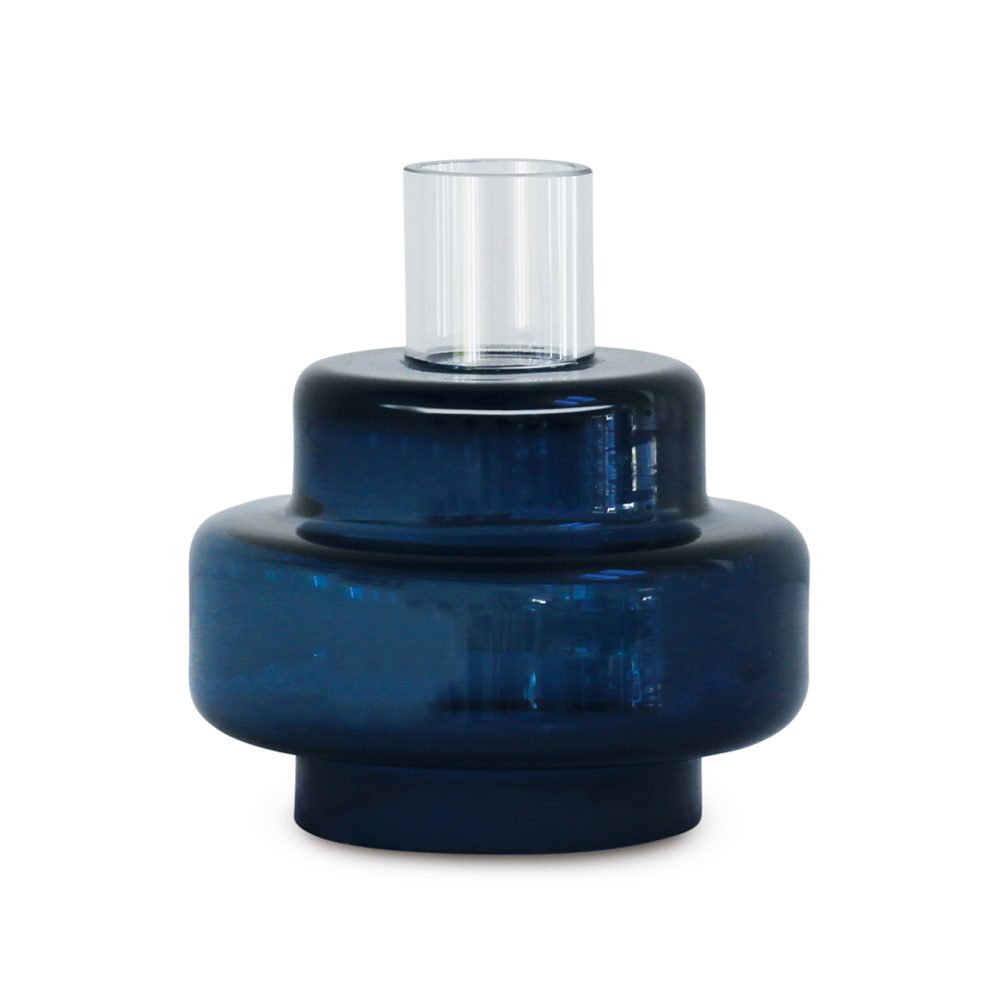 Glass candlestick no. 54, Indigo blue