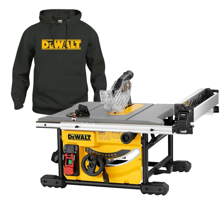 Dewalt DWE7485-QS Bordscirkelsåg tröja i storlek M ingår