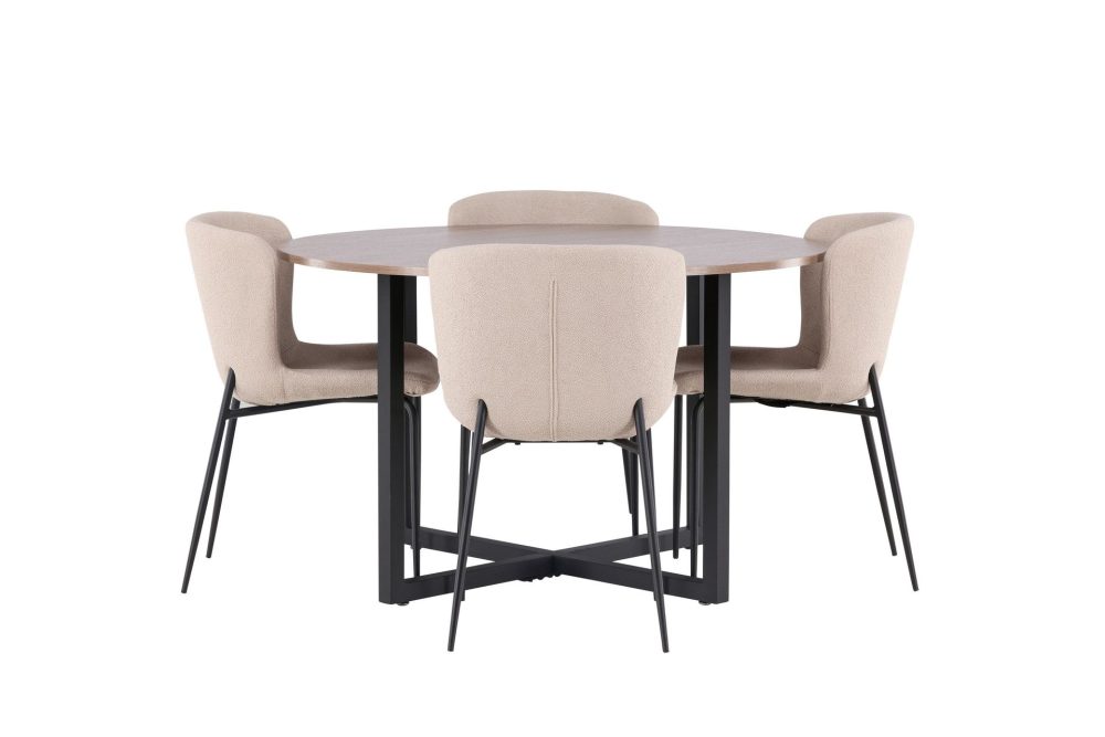 Durango Matgrupp 120 cm Rund med 4 Modesto Stolar