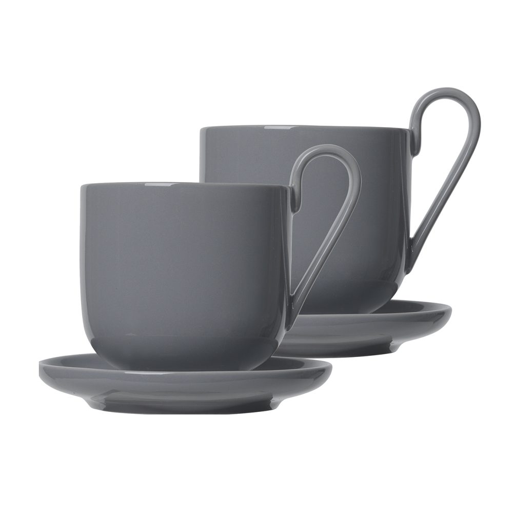 Ro kaffekopp med fat 2-pack, Sharkskin
