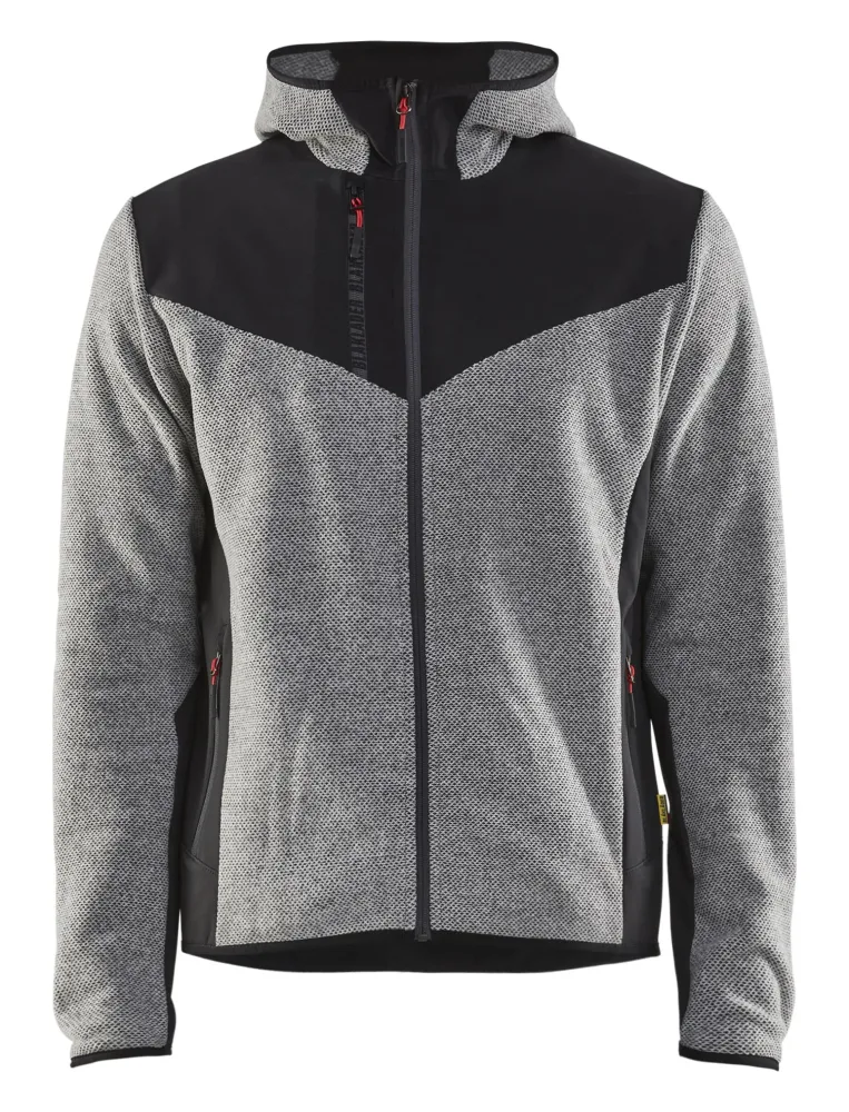 Blåkläder 594025369099S Jacka stickad, med softshell, gråmelerad/svart Gråmelerad/Svart