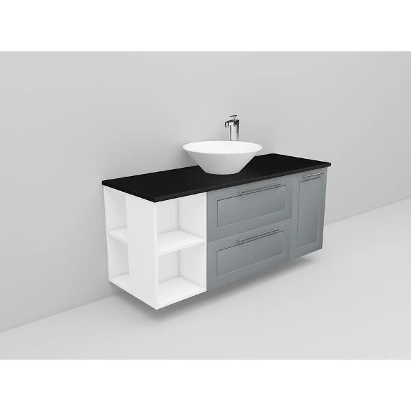 Badrumsmöbel Flexline Modell 174 120cm, Vit, Grå, Ram | Stuvbutiken