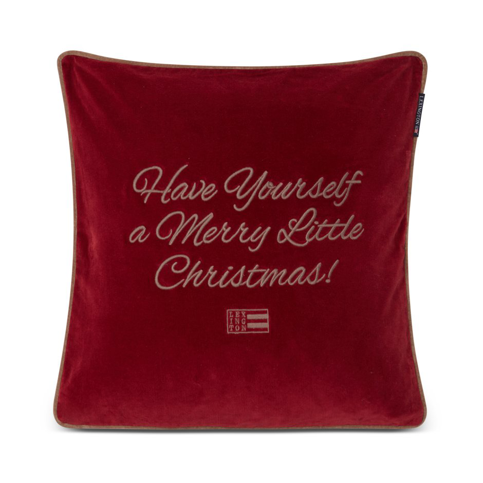 Merry Little Org Cotton Velvet kuddfodral 50x50 cm, Red-beige