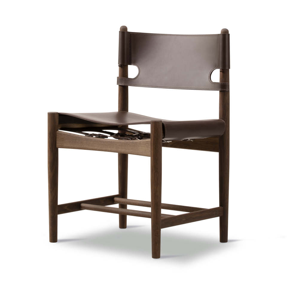 The Spanish Dining Chair, Läder mörkbrun-rökt ek
