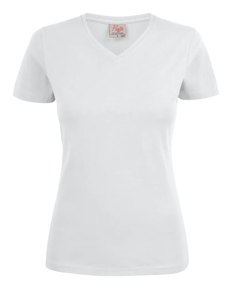 Printer Heavy V-neck Lady T-shirt Grön Grön