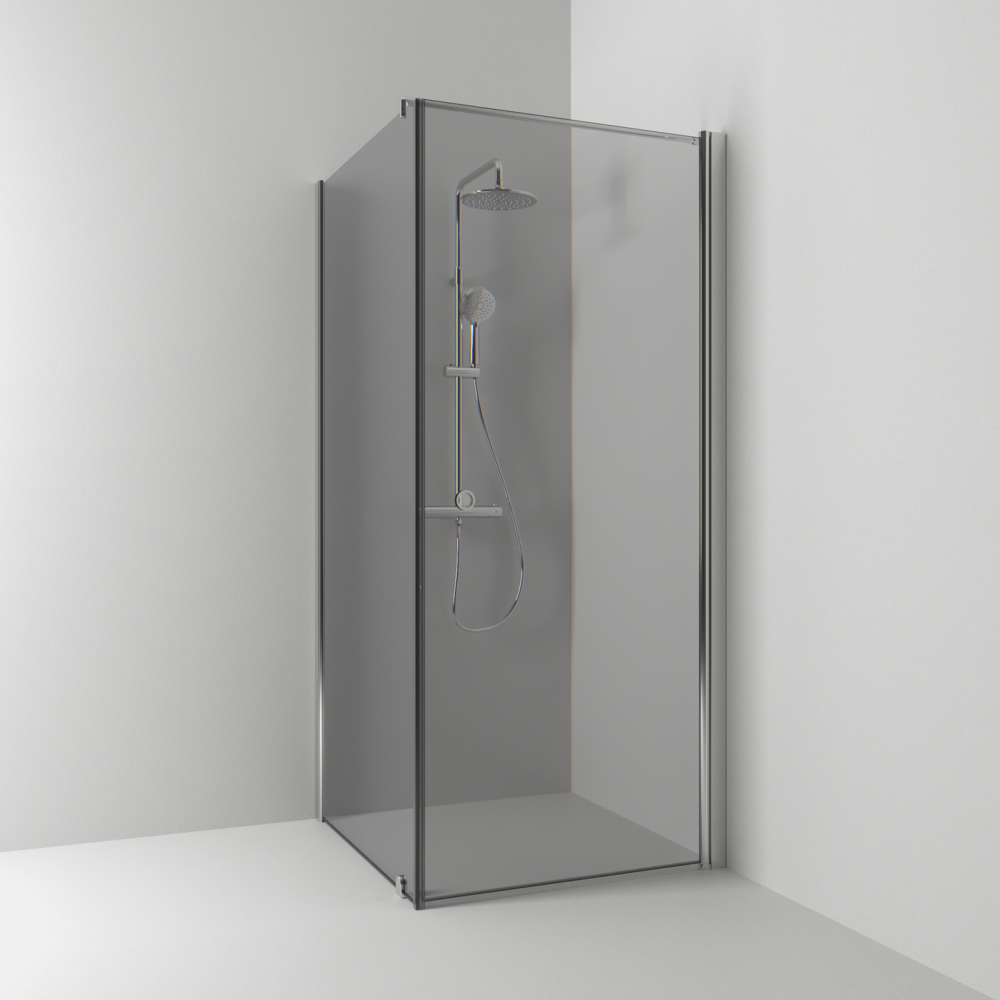 HÖRNDUSCH SVEDBERGS SKOGA RAK/FAST ALU BLANK RÖK INTHT 90X198X73CM