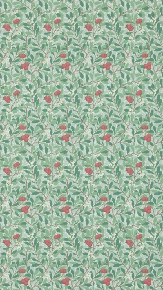 Morris & Co - Arbutus Thyme/Coral Morris and Friends Wallpa