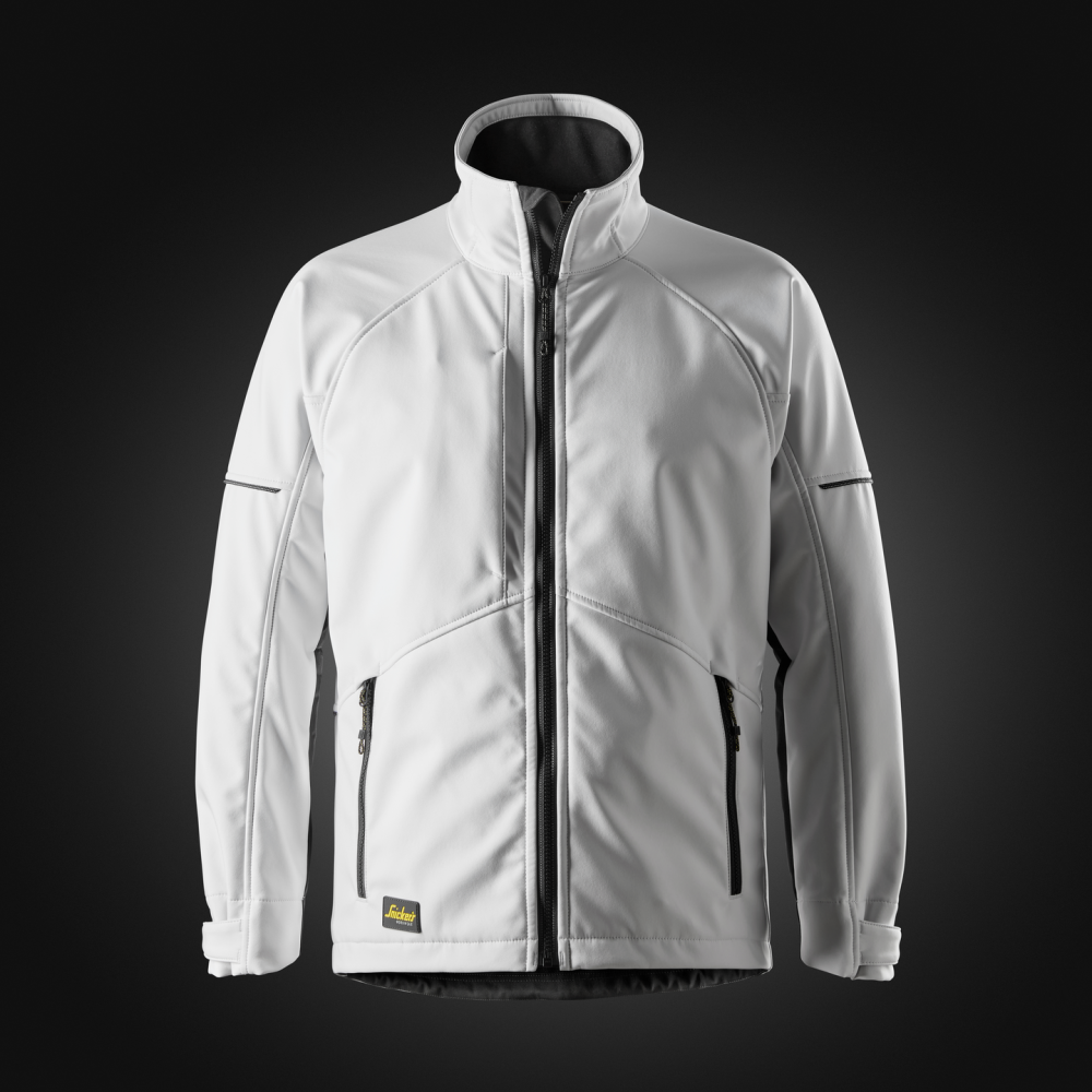 JACKA SOFTSHELL VINDTÄT VIT/SVART STL M
