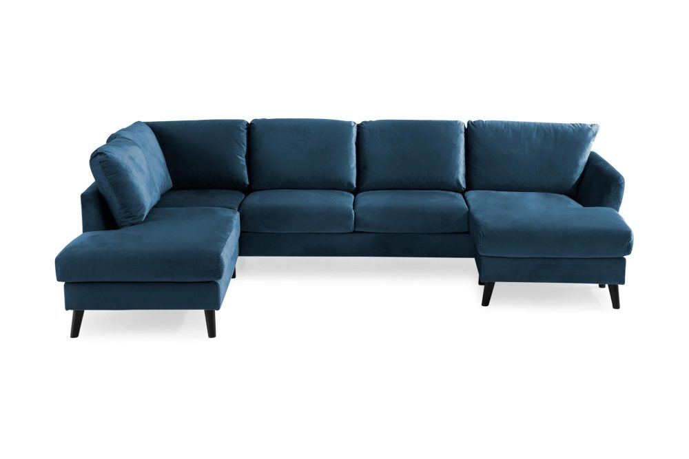 Trend 4-sits Vänstervänd U-formad Soffa med Divan och Schäslong i Sammet
