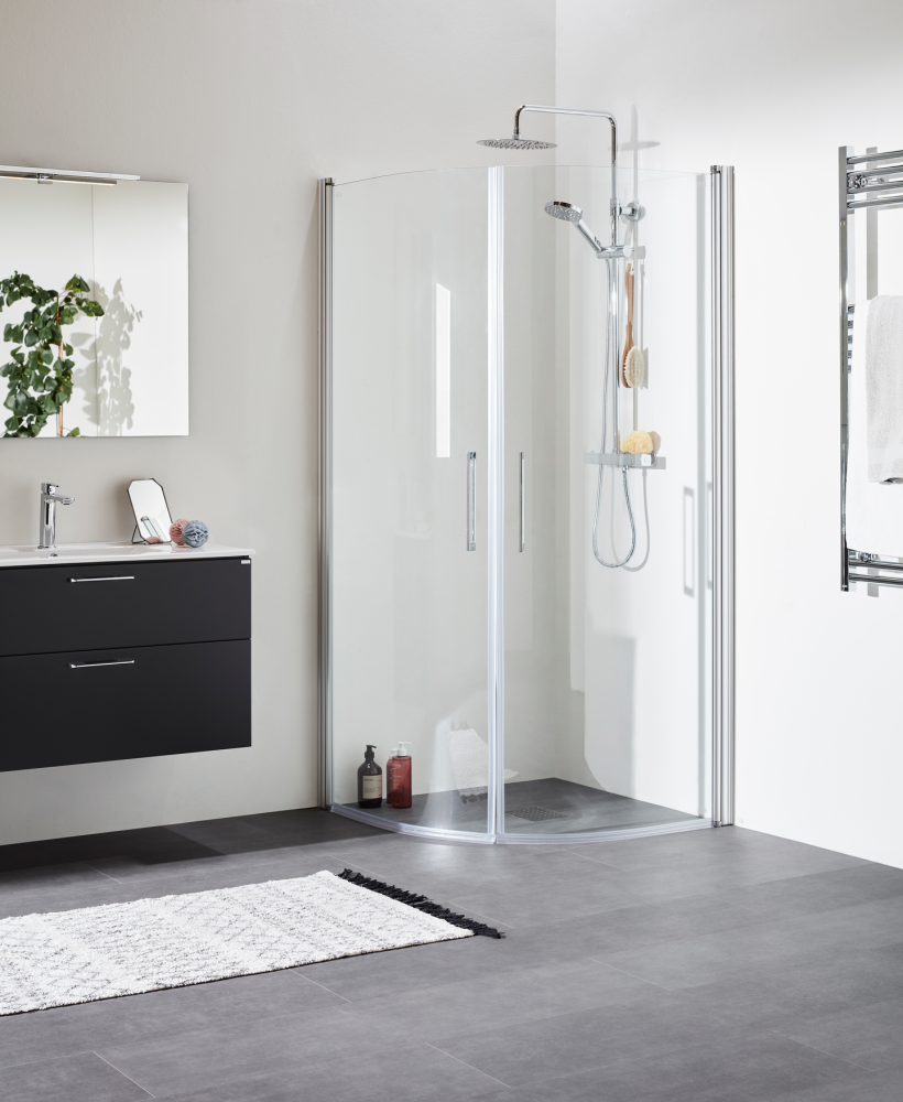 DUSCHHÖRN NORO FIX TREND R89/98, KLARGLAS SILVER MATT