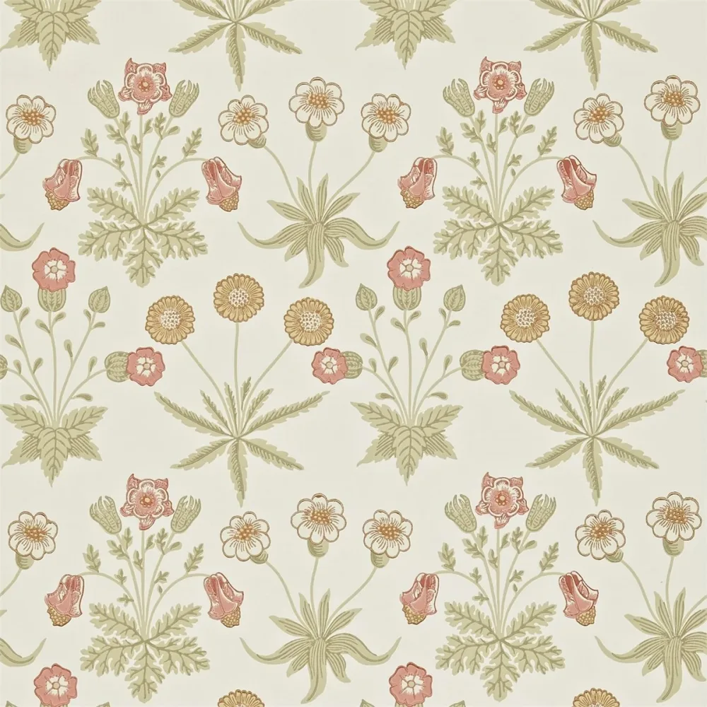 Archive II Daisy Coral/manilla Darw212560 Rosa Tapet | Stuvbutiken