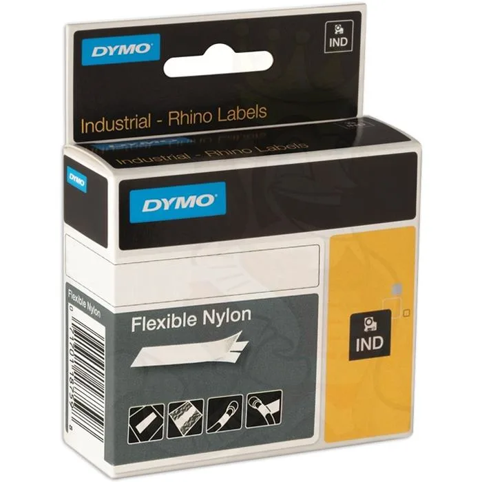 DYMO Rhino Tejp 19 mm, flexibel nylon Svart på gult