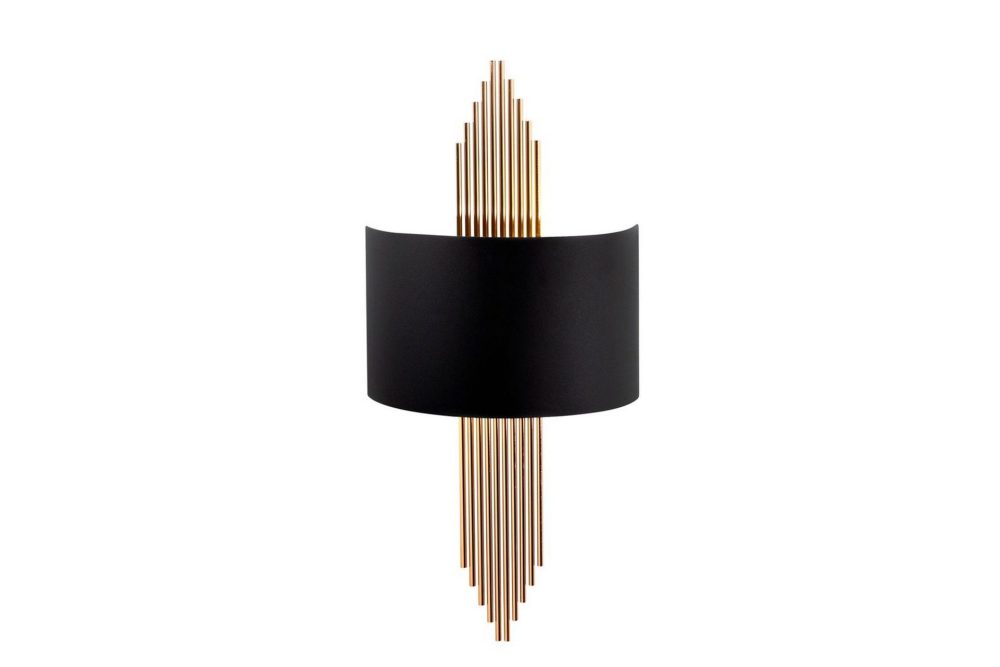 Vägglampa Grelon Svart / Koppar