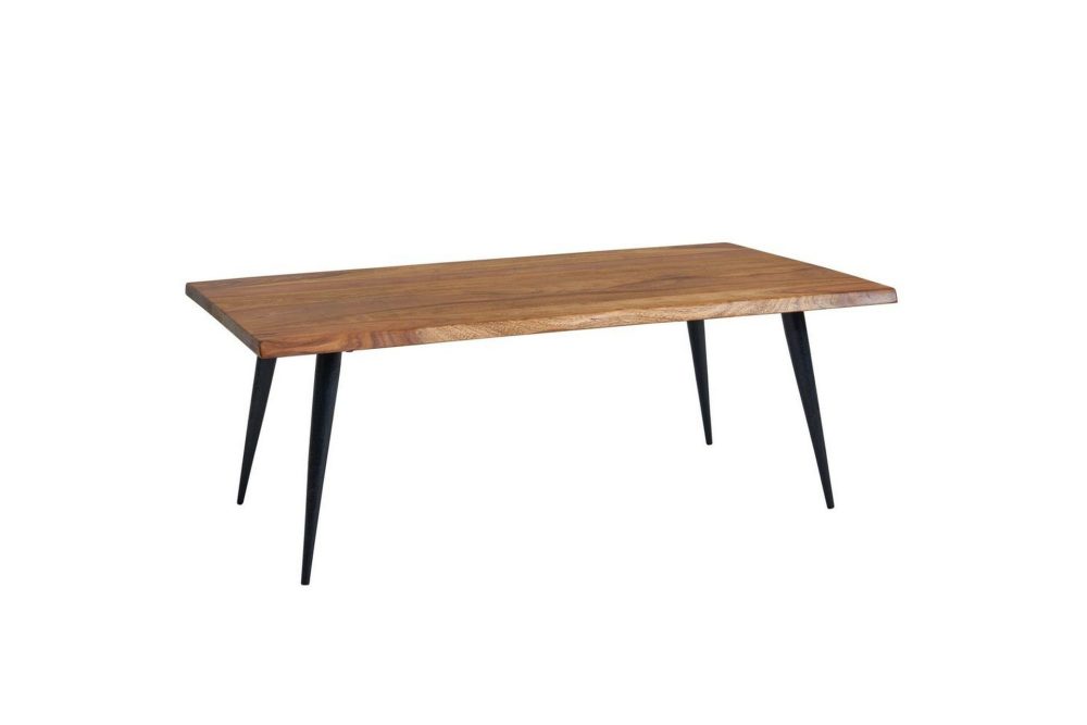 Soffbord Wohnling Massiv träkantskurva med nålformade metallben, lantlig stil