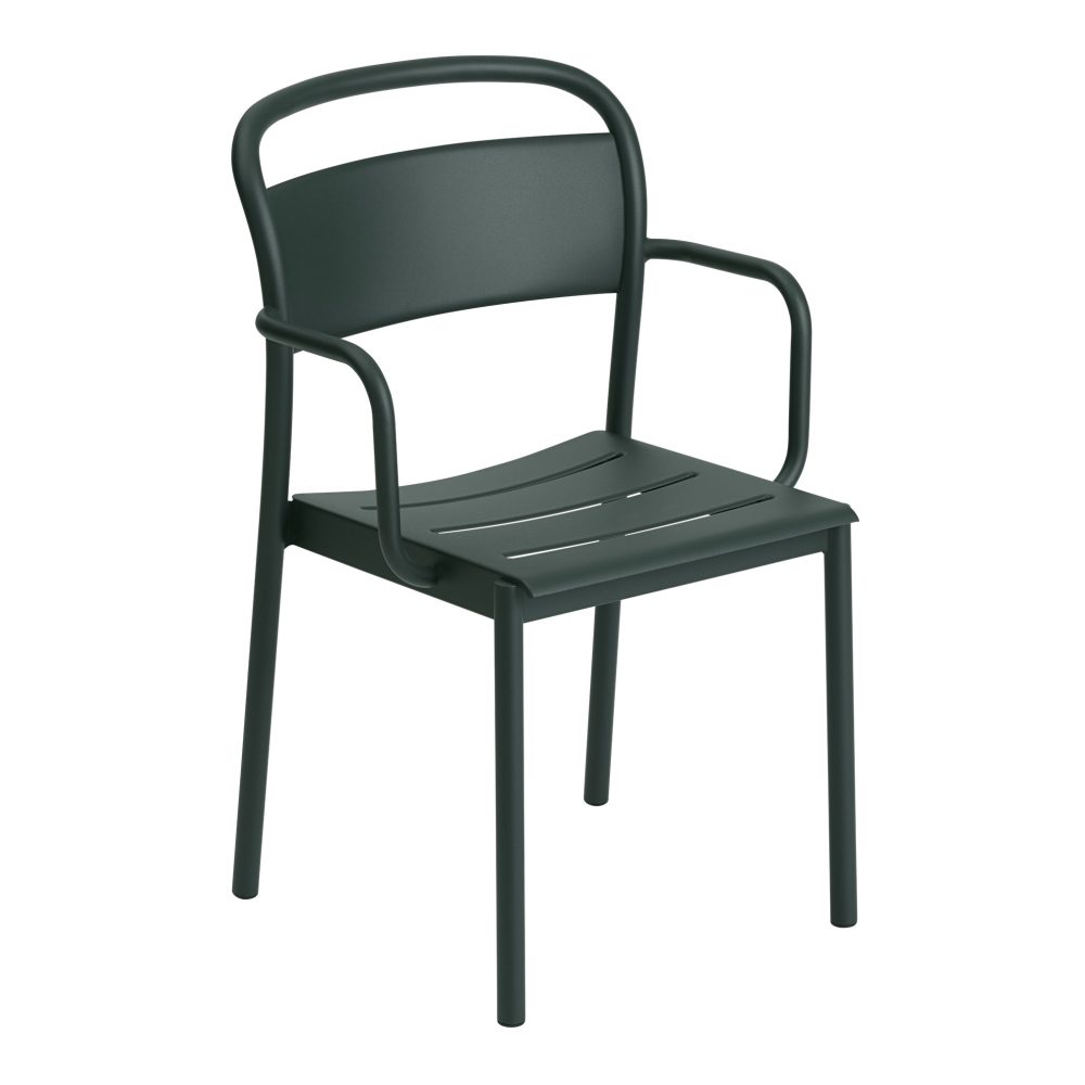 Linear steel armchair karmstol, Dark green