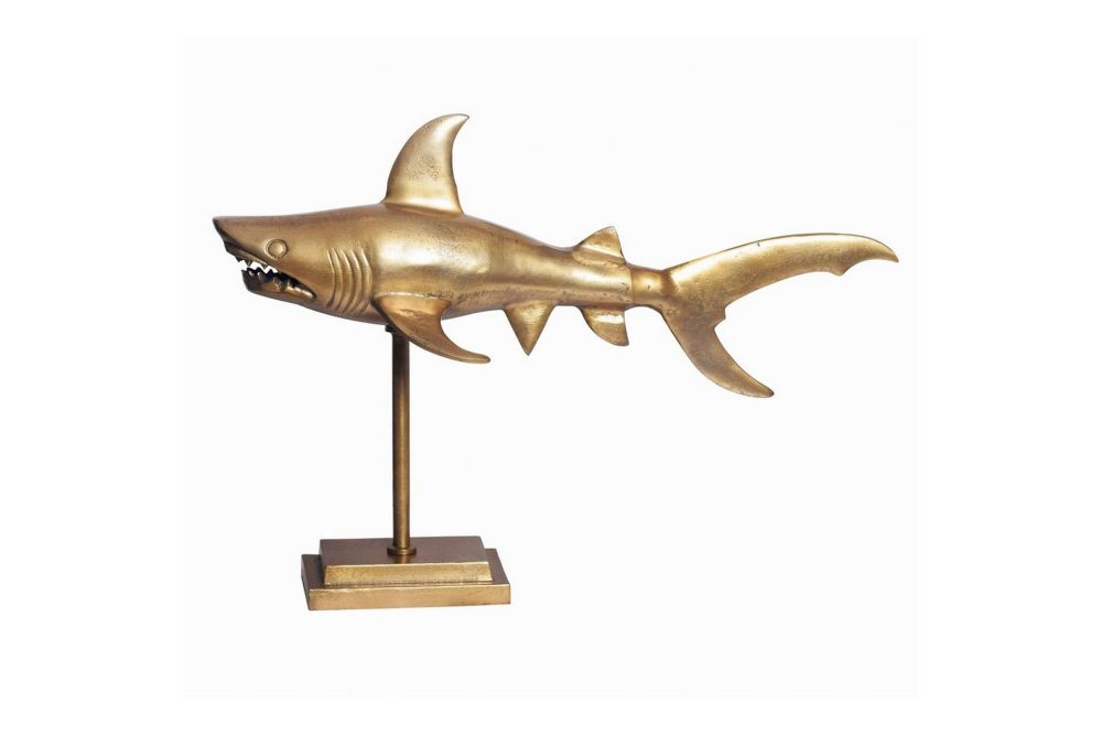 Dekorativ figur Wohnling Dekorhaj 70 cm aluminium, maritim stil Guld