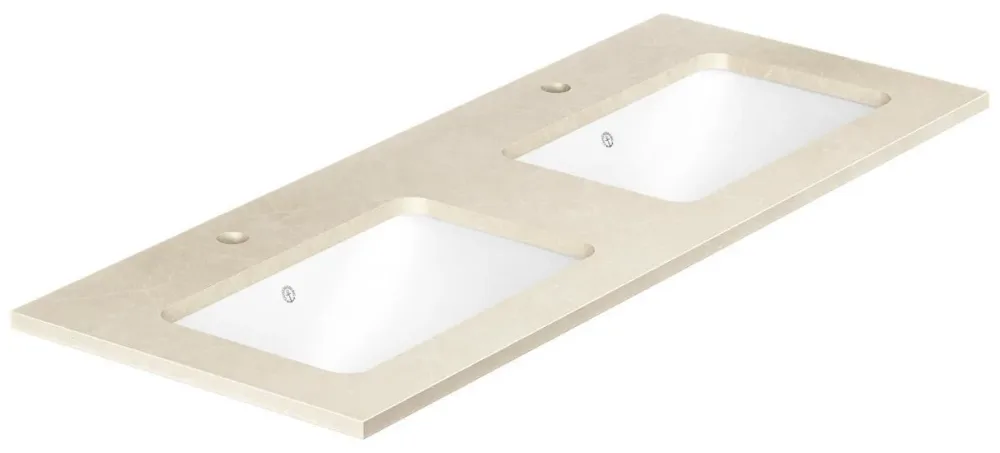 Gustavsberg Ducentic GB71DCWT12CC21 Stenbänkskiva 120 cm, beige, 2 hoar, 2 blandarhål