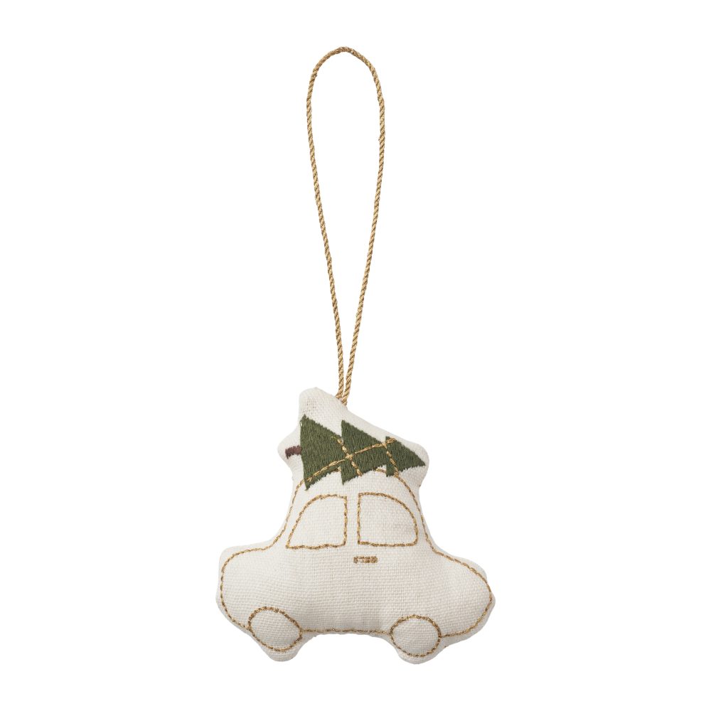 Humdakin Car julhänge bomull, Off white/gold