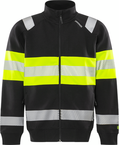 JACKA 7531 GKC SWEATSHIRT VARSEL KL 1 GUL/SVART STL 2XS