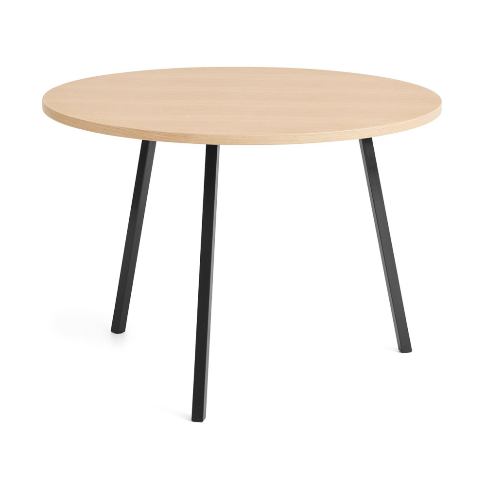 Loop Stand matbord Ø105 cm, Black-klarlackad ek