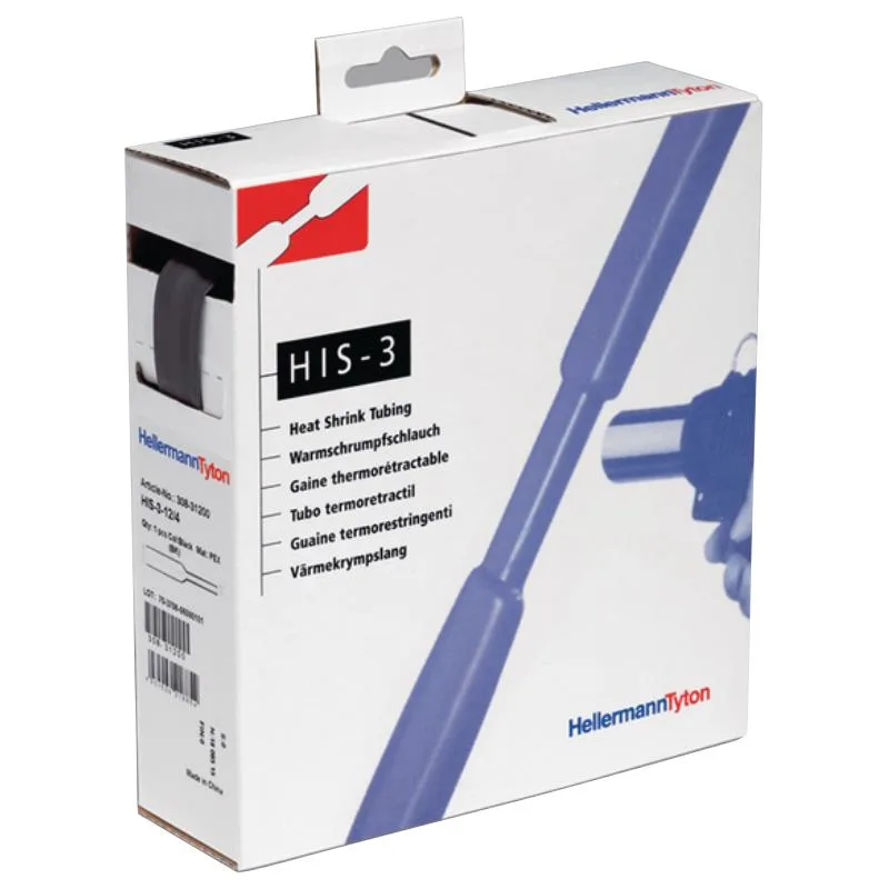 Hellermann Tyton HIS-3 Krympslang 3:1, svart 24/8 mm, 3 m