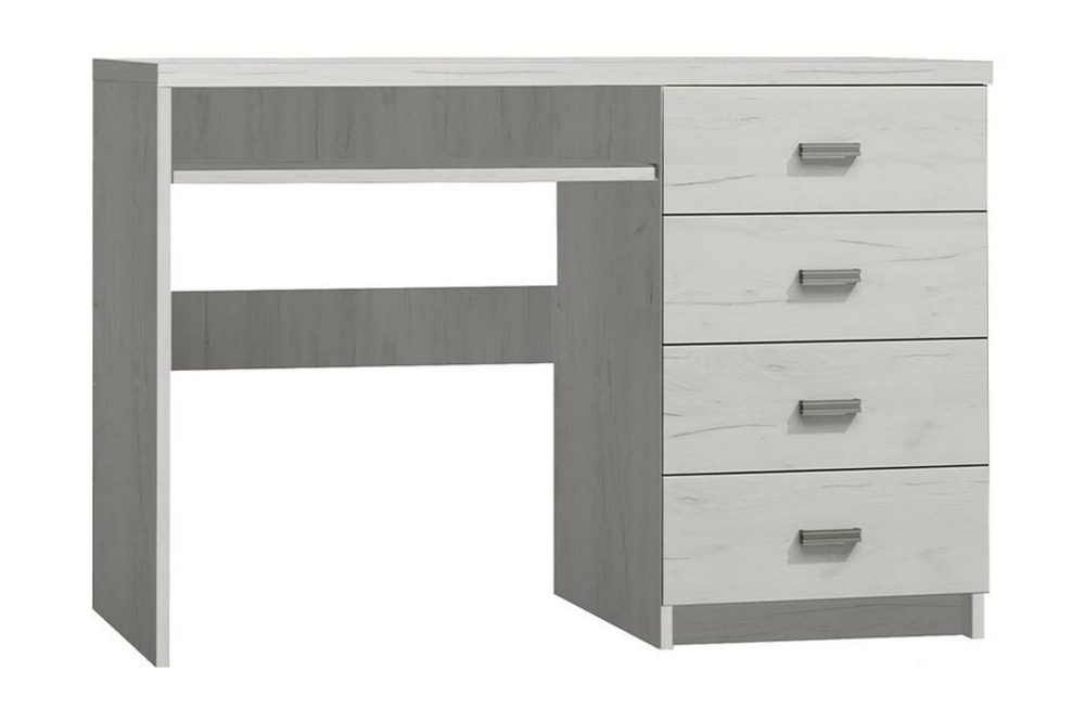 Castillia Skrivbord 120 cm med Förvaring 4 Lådor + Hylla