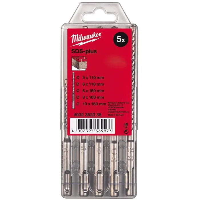 Milwaukee M2 4932352338 Hammarborrsats SDS-Plus, 2-skärs, 5 delar