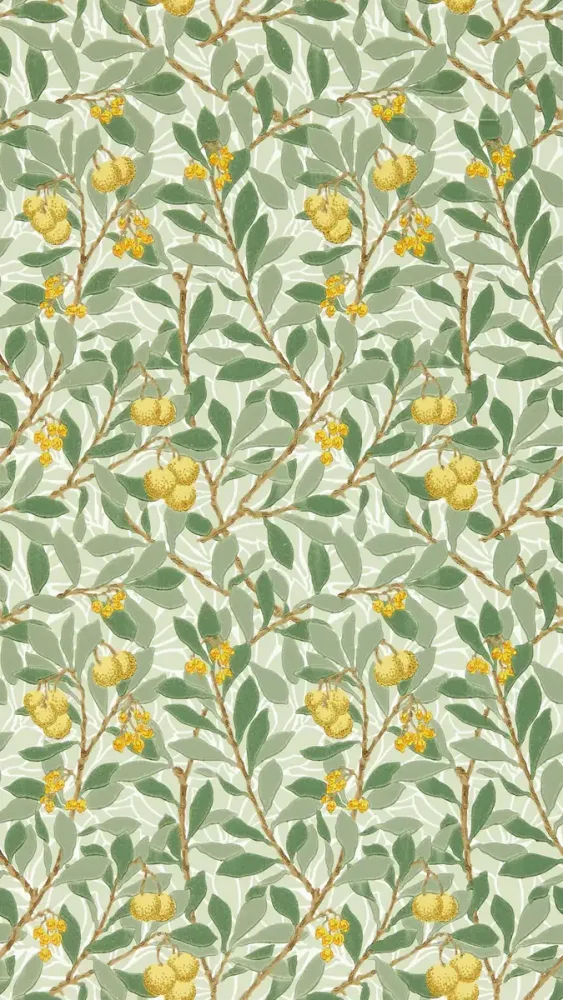 Morris & Co - Arbutus Sage/Lemon Morris and Friends Wallpa