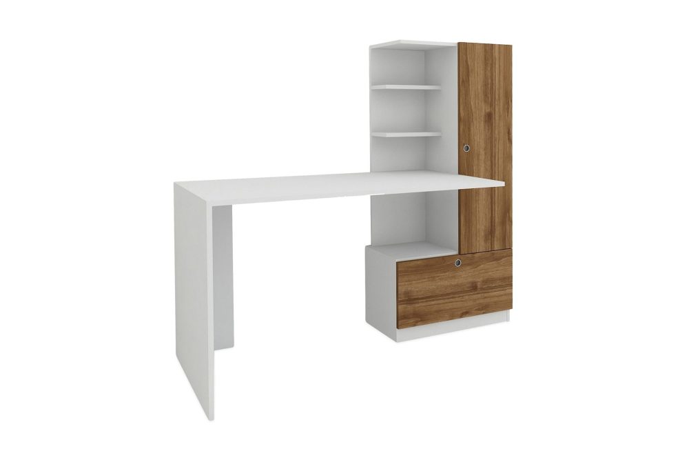 Merinoz Skrivbord 150 cm med Förvaring Hyllor + Låda + Skåp